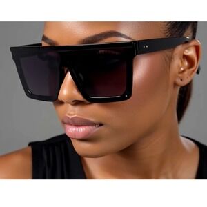 Oversized Flat Top Sunglasses Women Fashion Square Frame Shades Trendy Beach New
